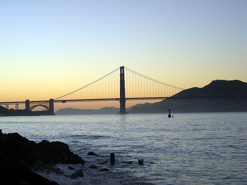 Most Golden Gate, zachód słońca