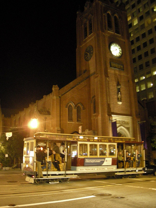 Cable Car infont of Old Saint Mary's Cathedral